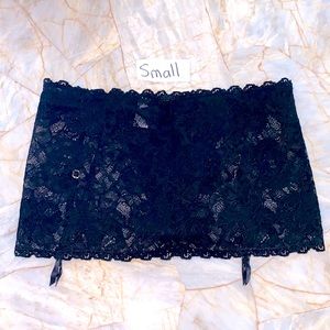 Vintage VS Very Sexy Garter Skirt Thong Panty Small Black Lace